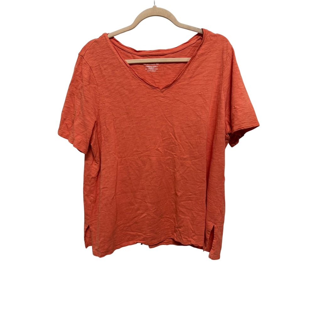 Chico's Ultimate Tee Size 3 XL Orange V Neck Short Sleeve Cotton Modal T Shirt